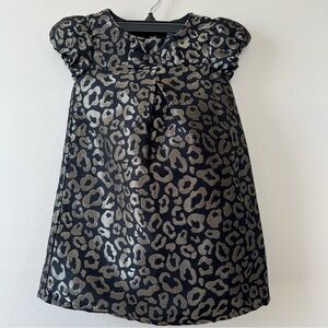Gymboree cap sleeve metallic animal print dress girls kids 3T black gold‎ party